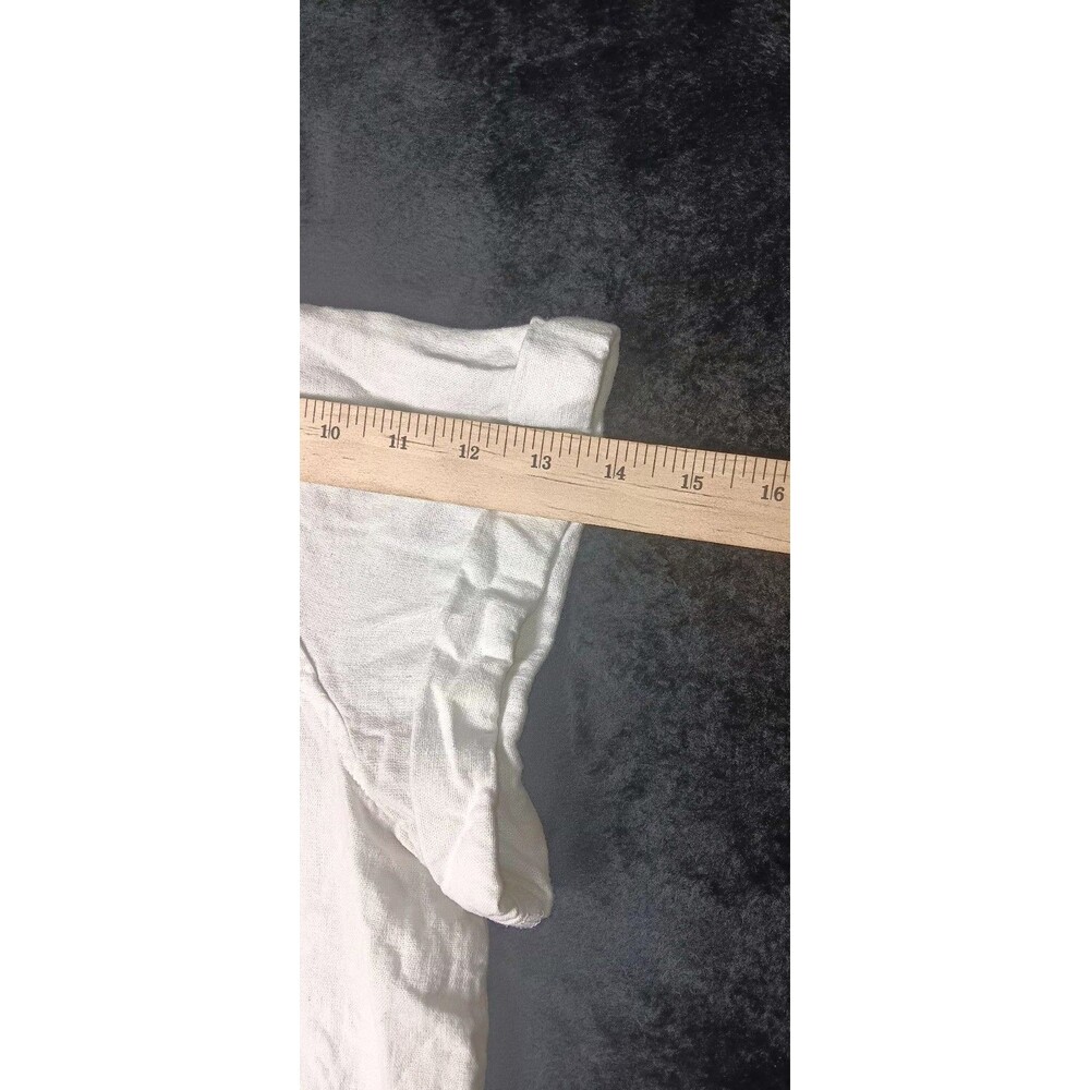 Universal Thread Linen Blend Short Sleeve Button Up Shirt L White Coastal Beach - Picture 9 of 11